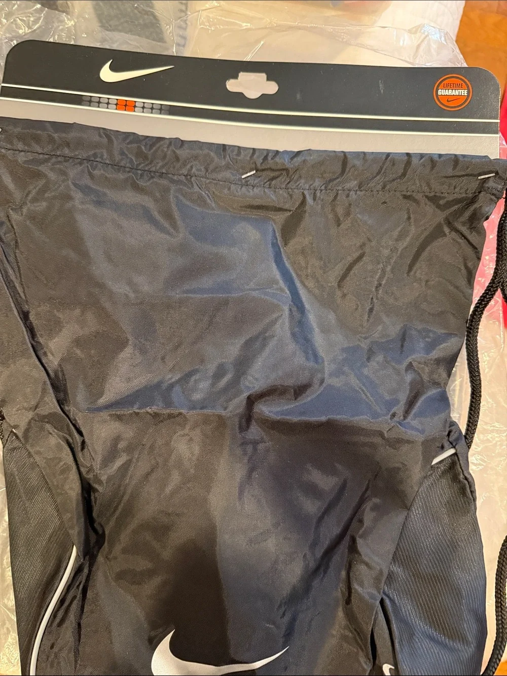 Nike Black Gym Sack with White Swoosh Accent